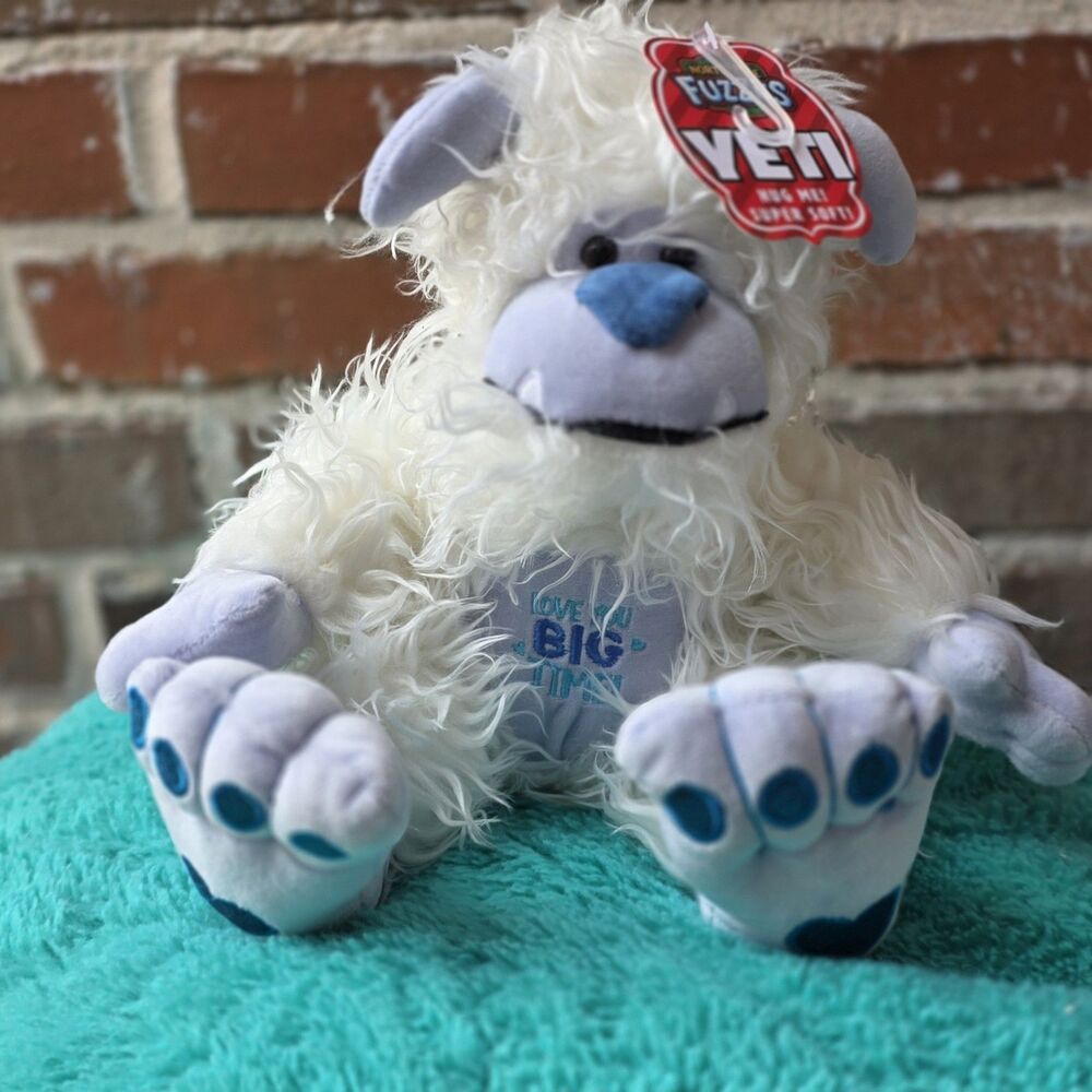 North Pole Fuzzies Yeti Medium Stuffed Animal Plush, White Blue, Super Soft
